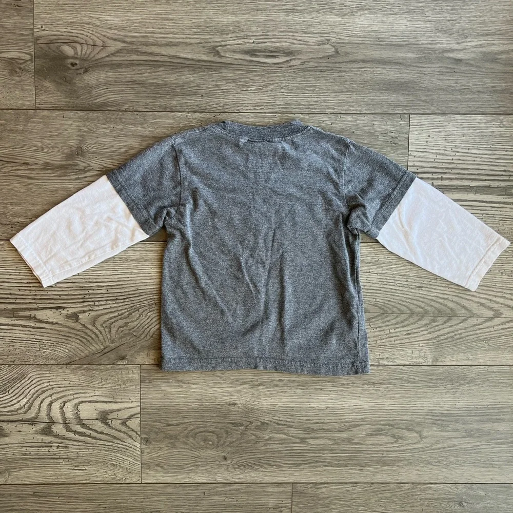 Gymboree Toddler Boy Long Sleeve T-Shirt Shake On It Paw Print Dog Gray White 2T